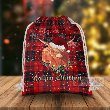 Tartan Vibes Clothing Hogg (Hog) Tartan Christmas Santa's Bag with Highland Cow