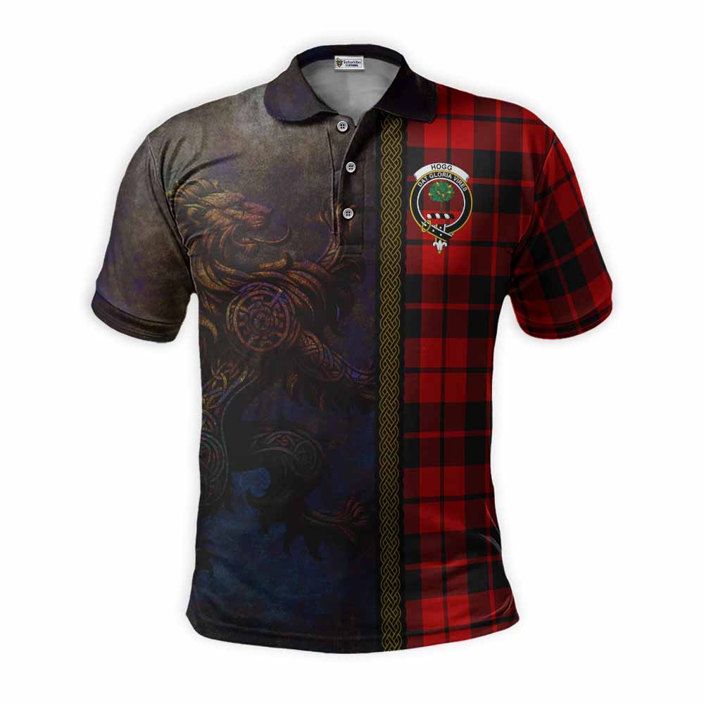 Tartan Vibes Clothing Hogg (Hog) Tartan Family Crest Polo Shirt Alba Gu Brath Be Brave Lion Ancient Style