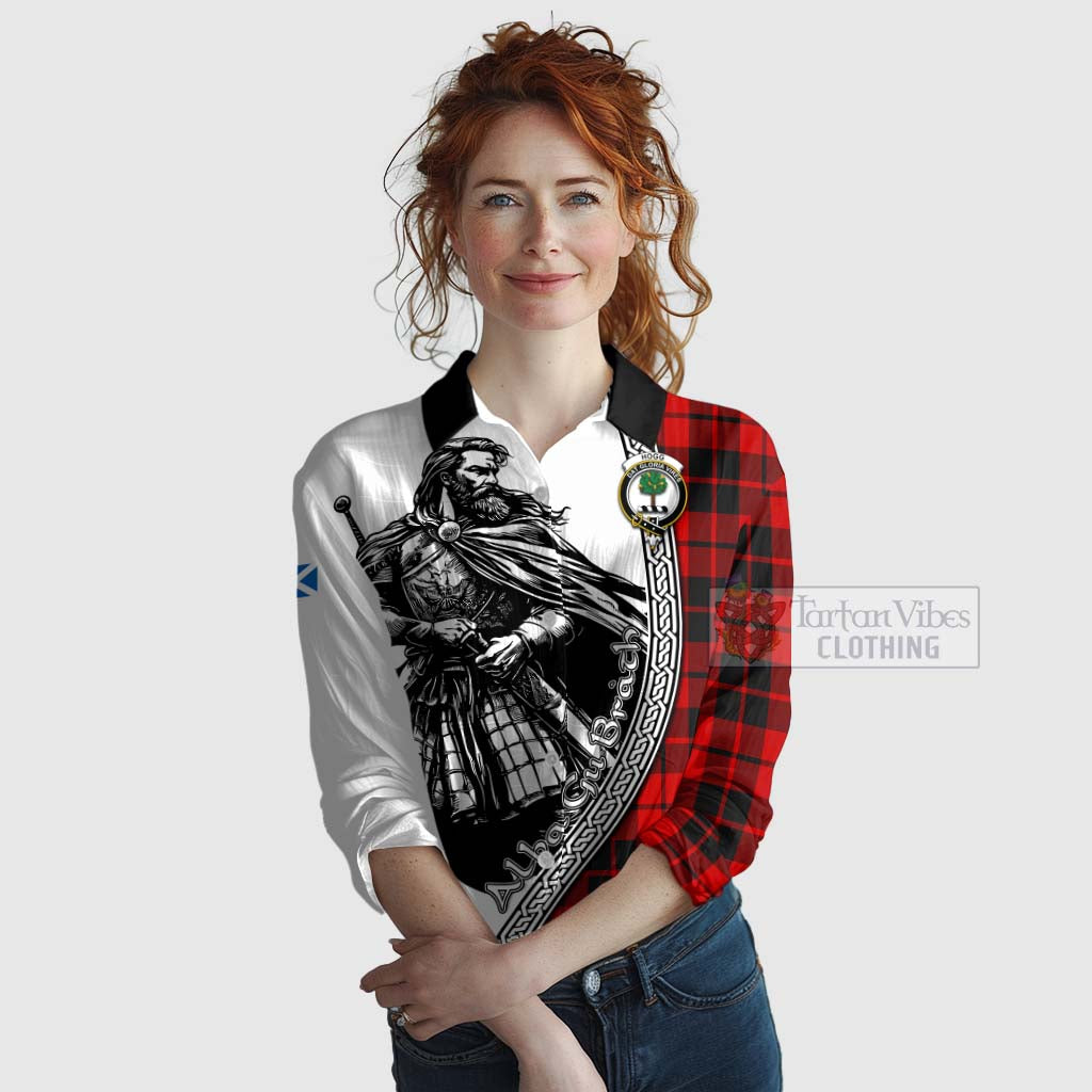 Tartan Vibes Clothing Hogg (Hog) Tartan Clan Crest Women's Casual Shirt with Highlander Warrior Celtic Style