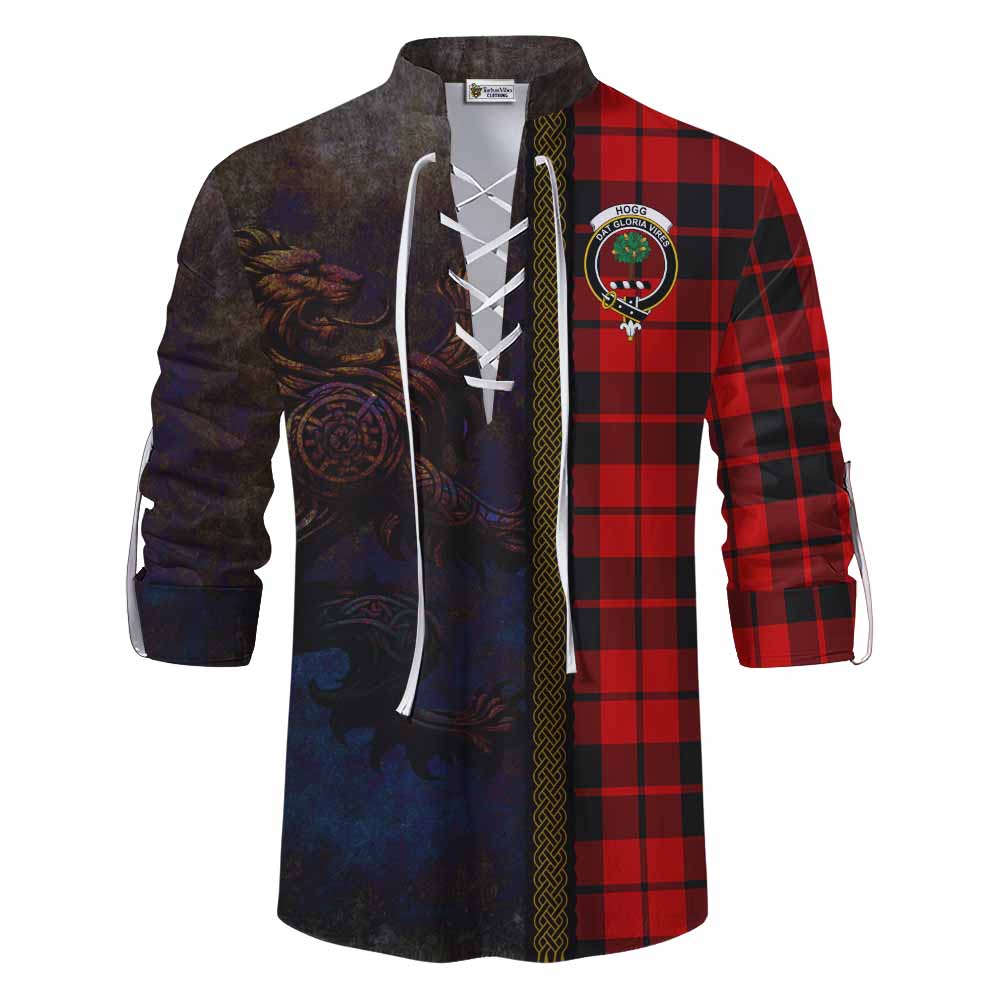 Tartan Vibes Clothing Hogg (Hog) Tartan Family Crest Ghillie Kilt Shirt Alba Gu Brath Be Brave Lion Ancient Style