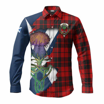 Hogg (Hog) Tartan Family Crest Long Sleeve Button Shirt Scottish Thistle Celtic Inspired