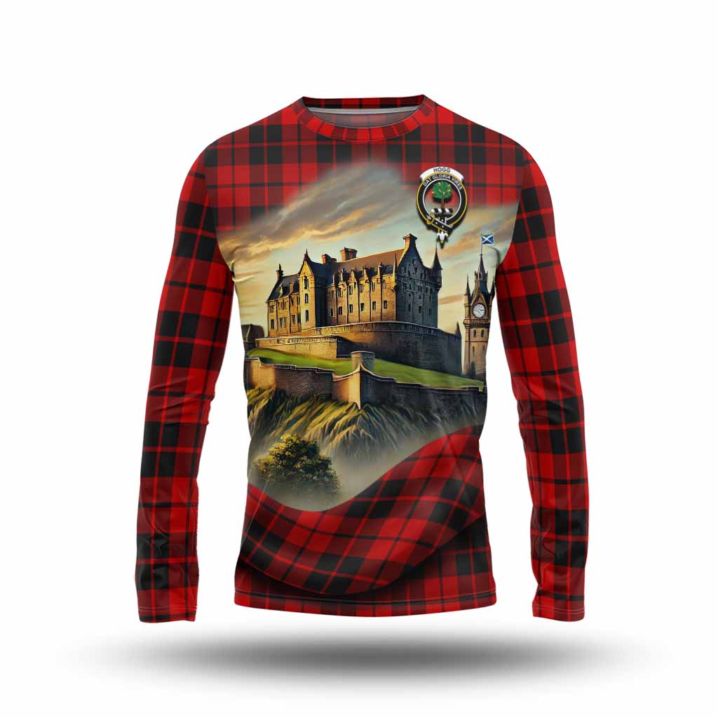 Tartan Vibes Clothing Hogg (Hog) Tartan Family Crest Long Sleeve T-Shirt with Scottish Ancient Castle Style