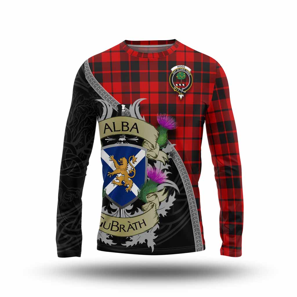 Tartan Vibes Clothing Hogg (Hog) Tartan Family Crest Long Sleeve T-Shirt Lion Rampant Royal Thistle Shield Celtic Inspired