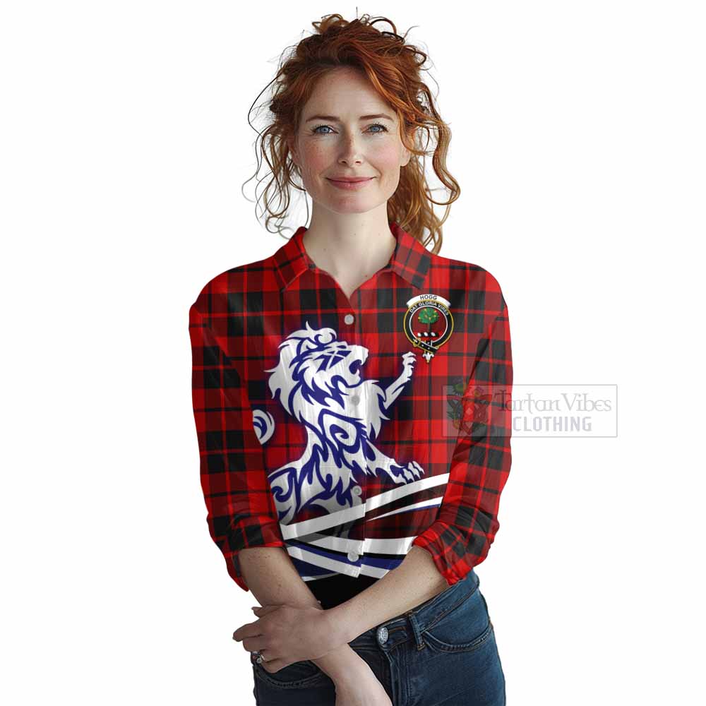 Tartan Vibes Clothing Hogg (Hog) Tartan Women's Casual Shirt with Alba Gu Brath Regal Lion Emblem