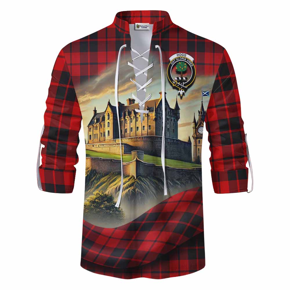 Tartan Vibes Clothing Hogg (Hog) Tartan Family Crest Ghillie Kilt Shirt with Scottish Ancient Castle Style
