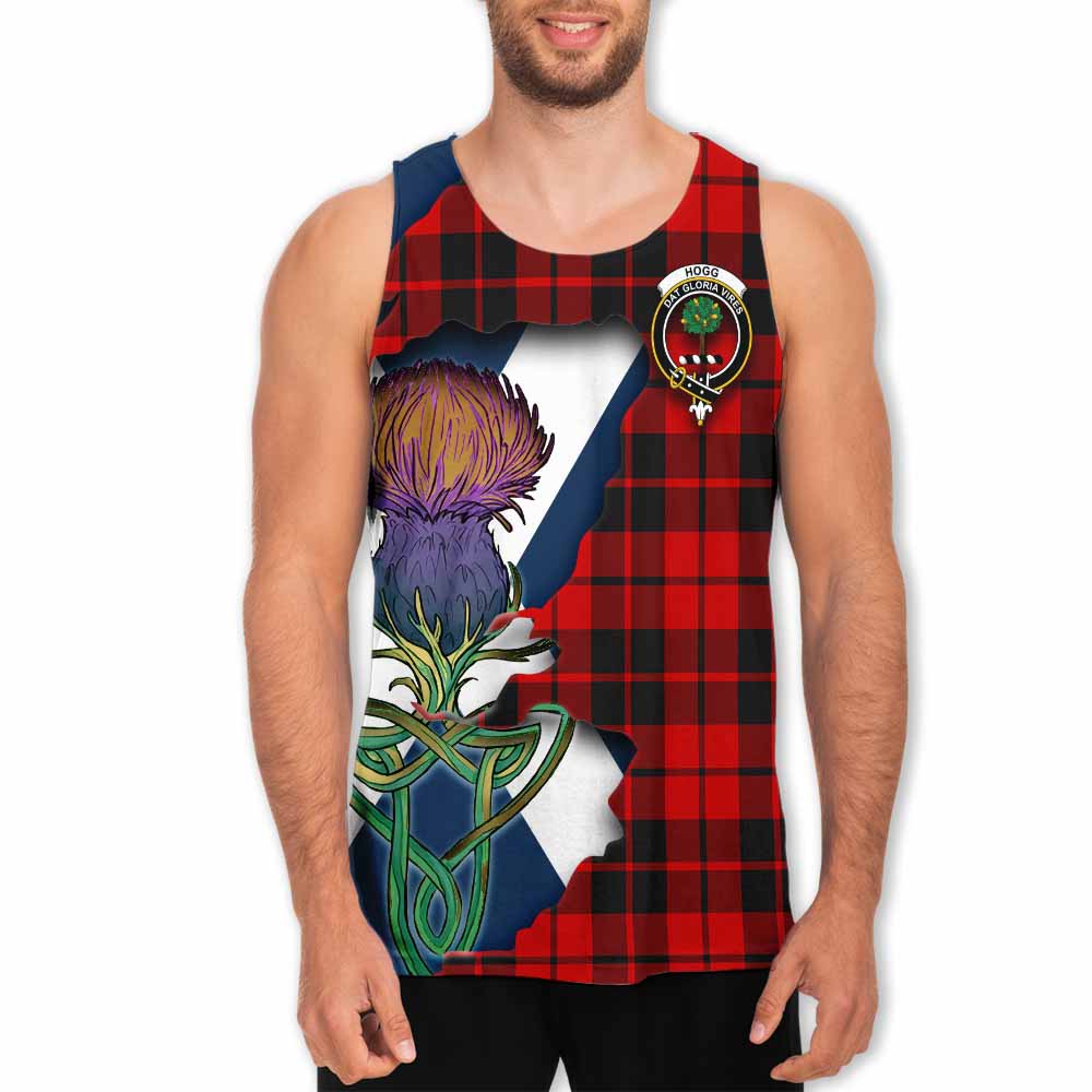Tartan Vibes Clothing Hogg (Hog) Tartan Family Crest Men's Tank Top Scottish Thistle Celtic Inspired
