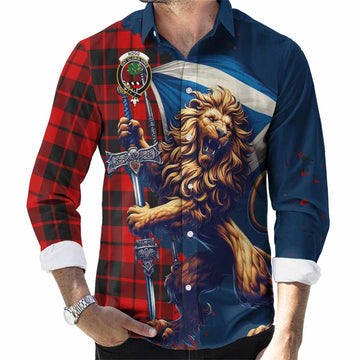 Hogg (Hog) Tartan Family Crest Long Sleeve Button Shirt with Scottish Majestic Lion