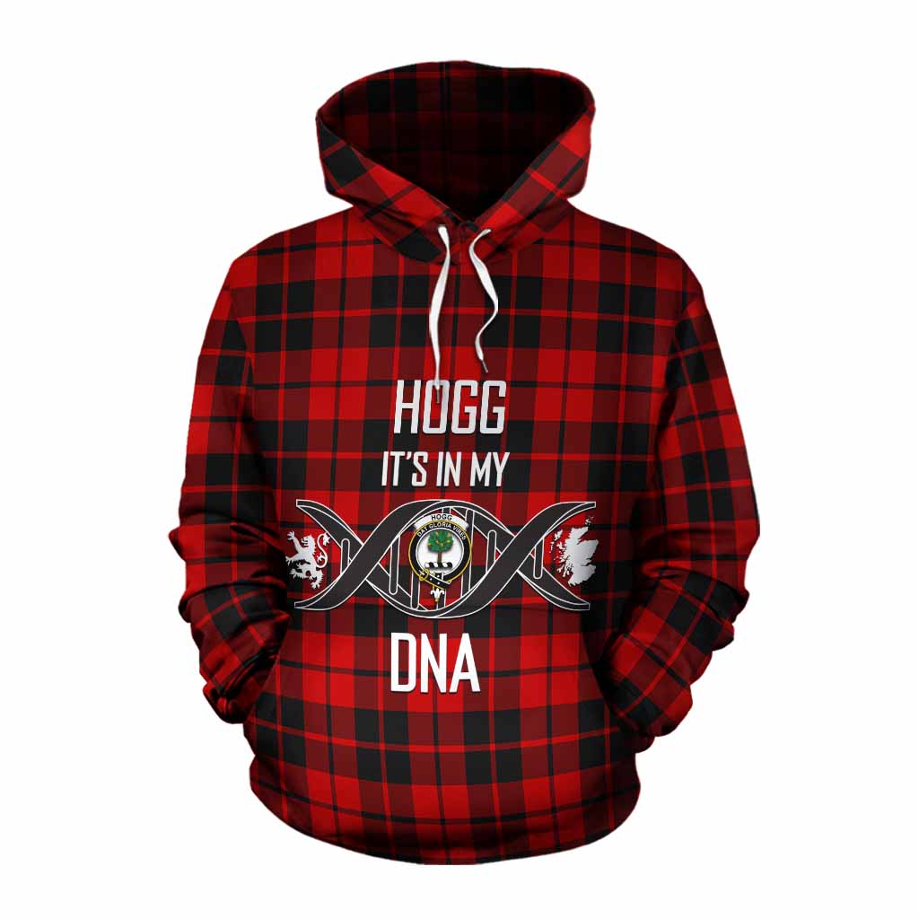 Tartan Vibes Clothing Hogg (Hog) Tartan Cotton Hoodie with Family Crest DNA In Me Style