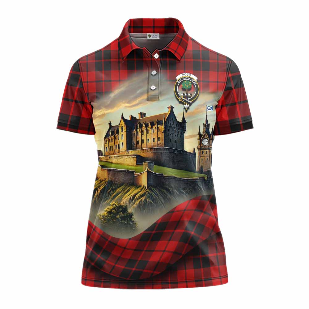 Tartan Vibes Clothing Hogg (Hog) Tartan Family Crest Women's Polo Shirt with Scottish Ancient Castle Stype