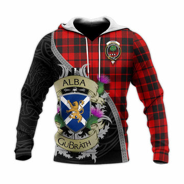 Tartan Vibes Clothing Hogg (Hog) Tartan Family Crest Knitted Hoodie Lion Rampant Royal Thistle Shield Celtic Inspired