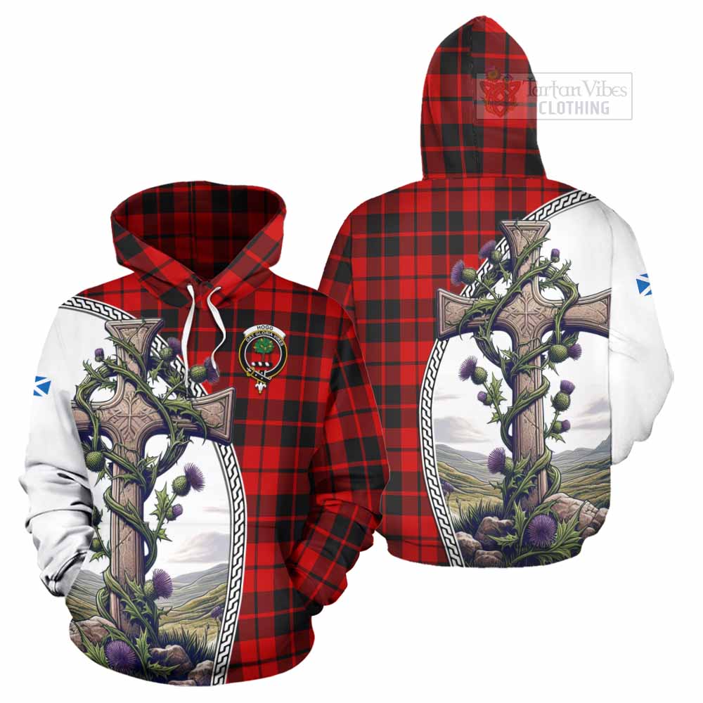 Tartan Vibes Clothing Hogg (Hog) Tartan Hoodie with Family Crest and St. Andrew's Cross Accented by Thistle Vines