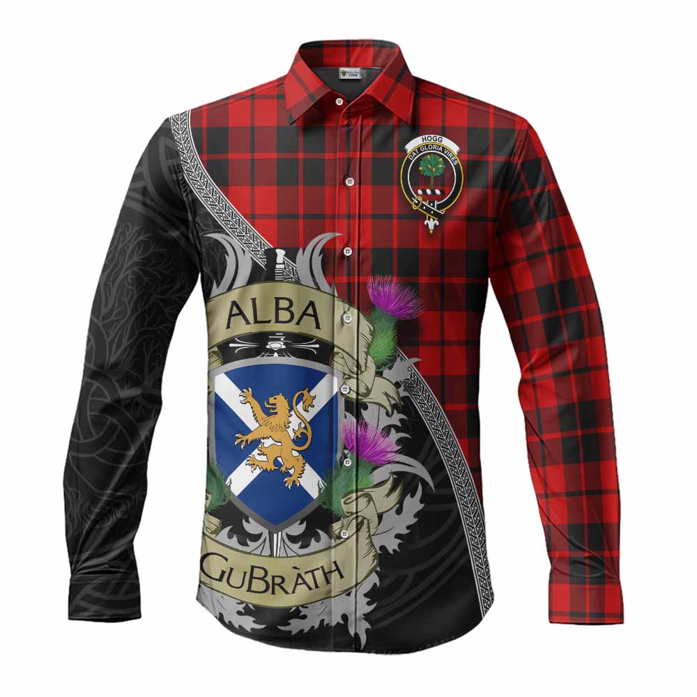 Tartan Vibes Clothing Hogg (Hog) Tartan Family Crest Long Sleeve Button Shirt Lion Rampant Royal Thistle Shield Celtic Inspired
