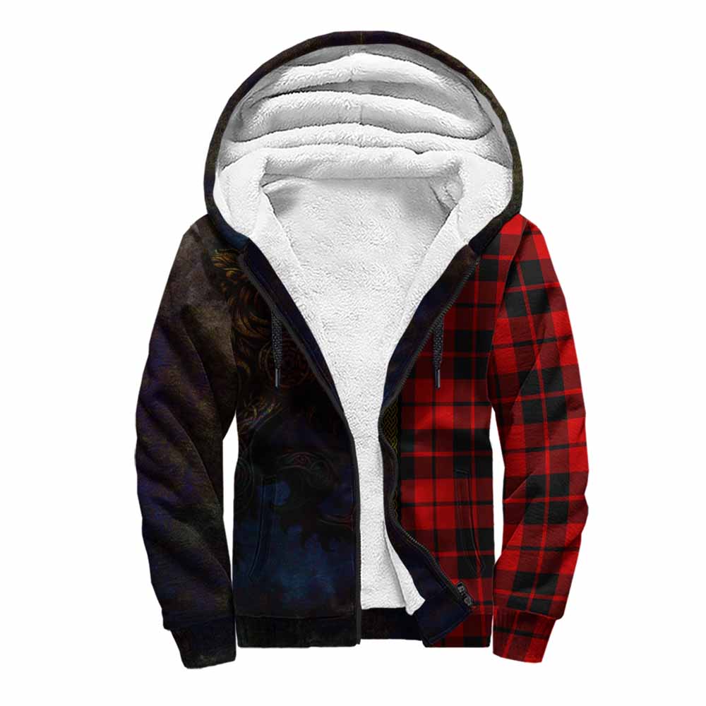 Tartan Vibes Clothing Hogg (Hog) Tartan Family Crest Sherpa Hoodie Alba Gu Brath Be Brave Lion Ancient Style