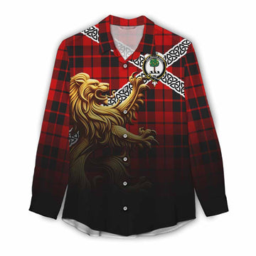 Hogg (Hog) Crest Tartan Women's Casual Shirt with Golden Lion Emblem Celtic Style