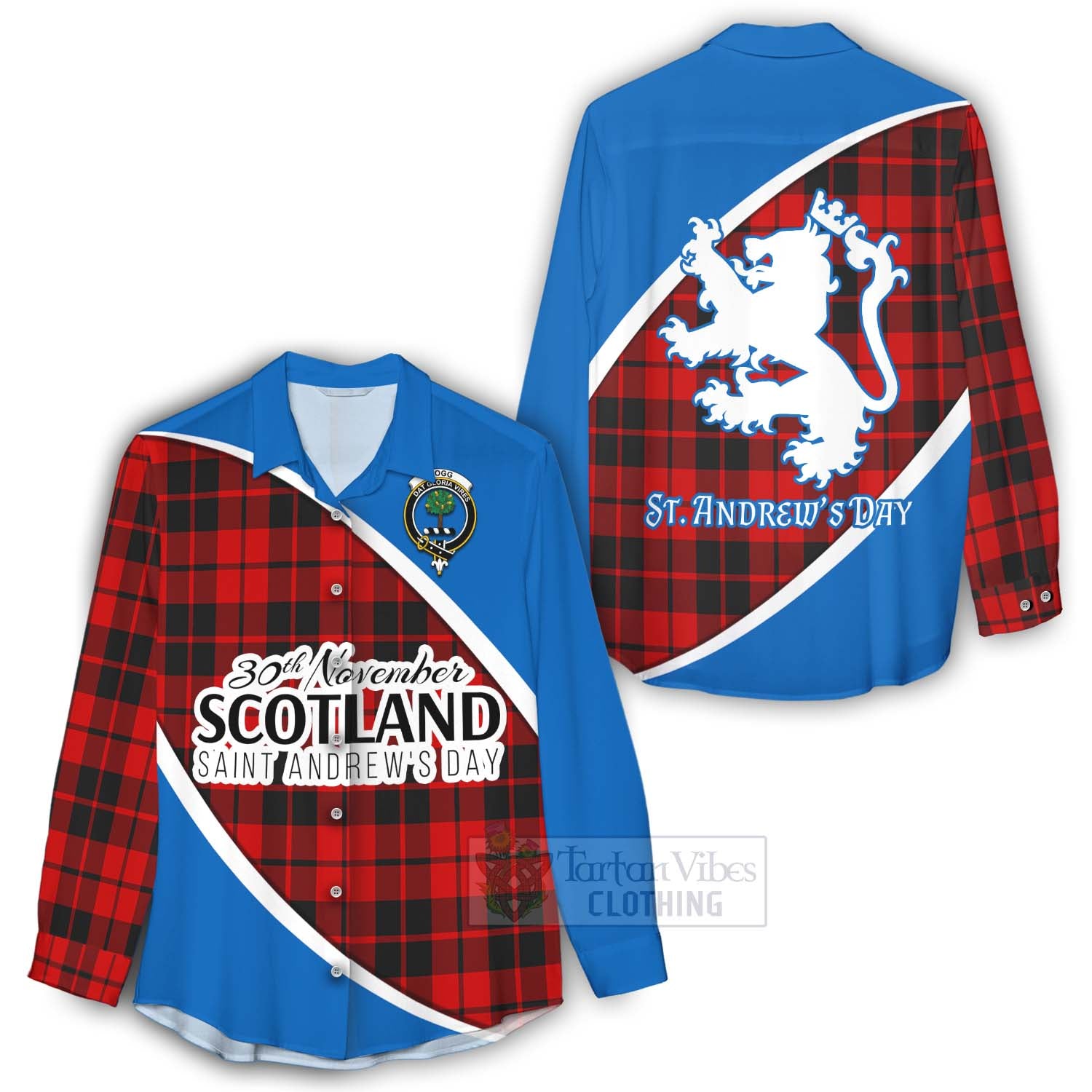 Tartan Vibes Clothing Hogg (Hog) Family Crest Tartan Women's Casual Shirt Celebrate Saint Andrew's Day in Style