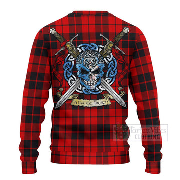 Tartan Vibes Clothing Hogg (Hog) Tartan Knitted Sweater with Family Crest Celtic Skull Style