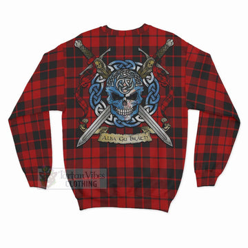 Tartan Vibes Clothing Hogg (Hog) Tartan Sweatshirt with Family Crest Celtic Skull Style