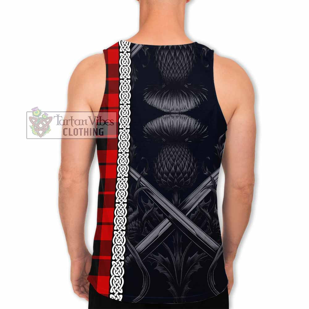 Tartan Vibes Clothing Hogg (Hog) Tartan Men's Tank Top with Family Crest Cross Sword Thistle Celtic Vibes