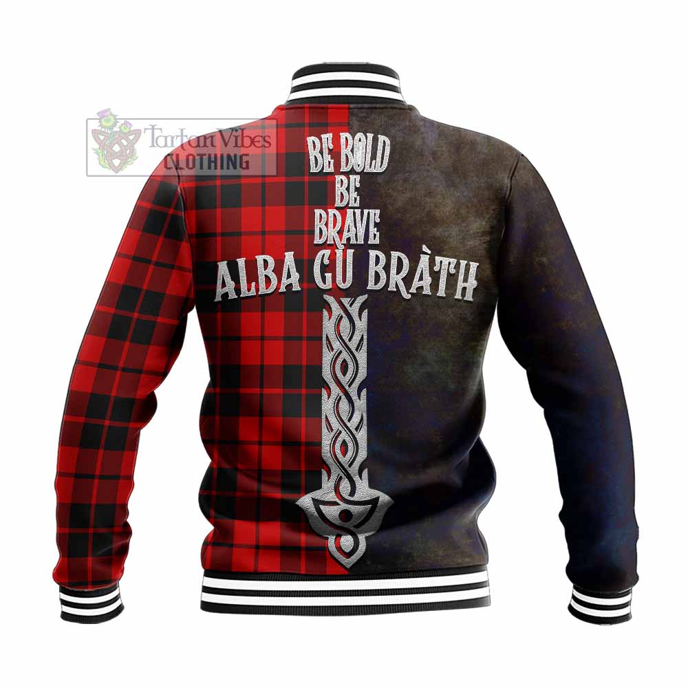 Tartan Vibes Clothing Hogg (Hog) Tartan Family Crest Baseball Jacket Alba Gu Brath Be Brave Lion Ancient Style