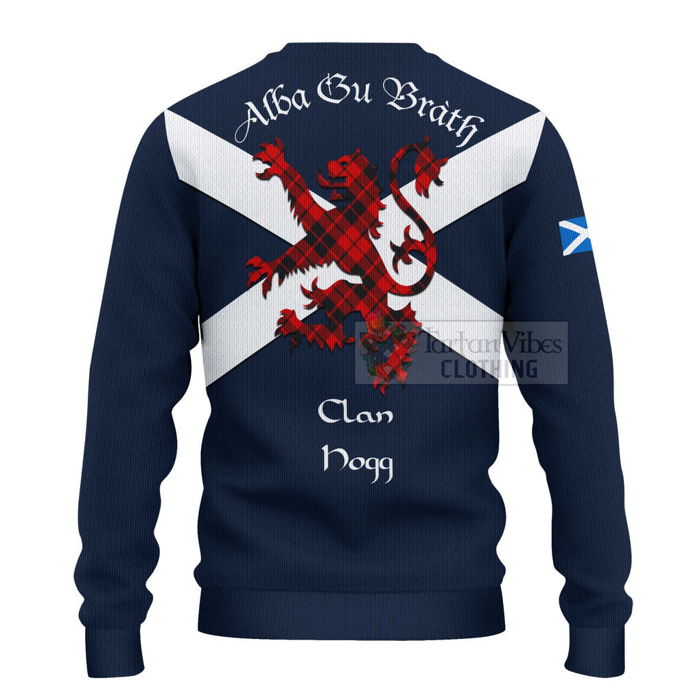 Tartan Vibes Clothing Hogg (Hog) Tartan Lion Rampant Knitted Sweater – Proudly Display Your Heritage with Alba Gu Brath and Clan Name