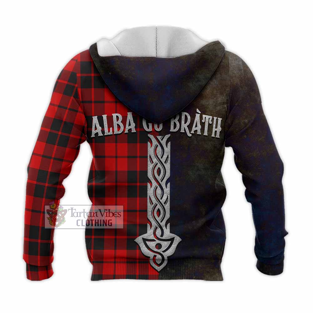 Tartan Vibes Clothing Hogg (Hog) Tartan Family Crest Knitted Hoodie Alba Gu Brath Be Brave Lion Ancient Style