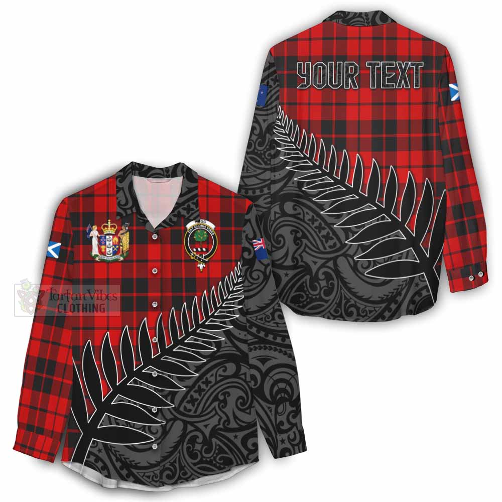 Tartan Vibes Clothing Hogg (Hog) Crest Tartan Women's Casual Shirt with New Zealand Silver Fern Half Style