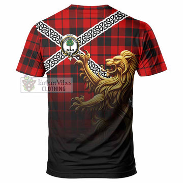 Tartan Vibes Clothing Hogg (Hog) Crest Tartan T-Shirt with Golden Lion Emblem Celtic Style