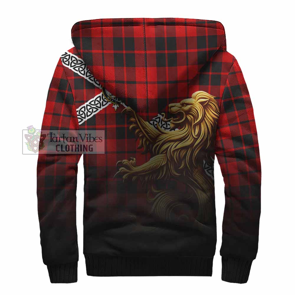 Tartan Vibes Clothing Hogg (Hog) Crest Tartan Sherpa Hoodie with Golden Lion Emblem Celtic Style