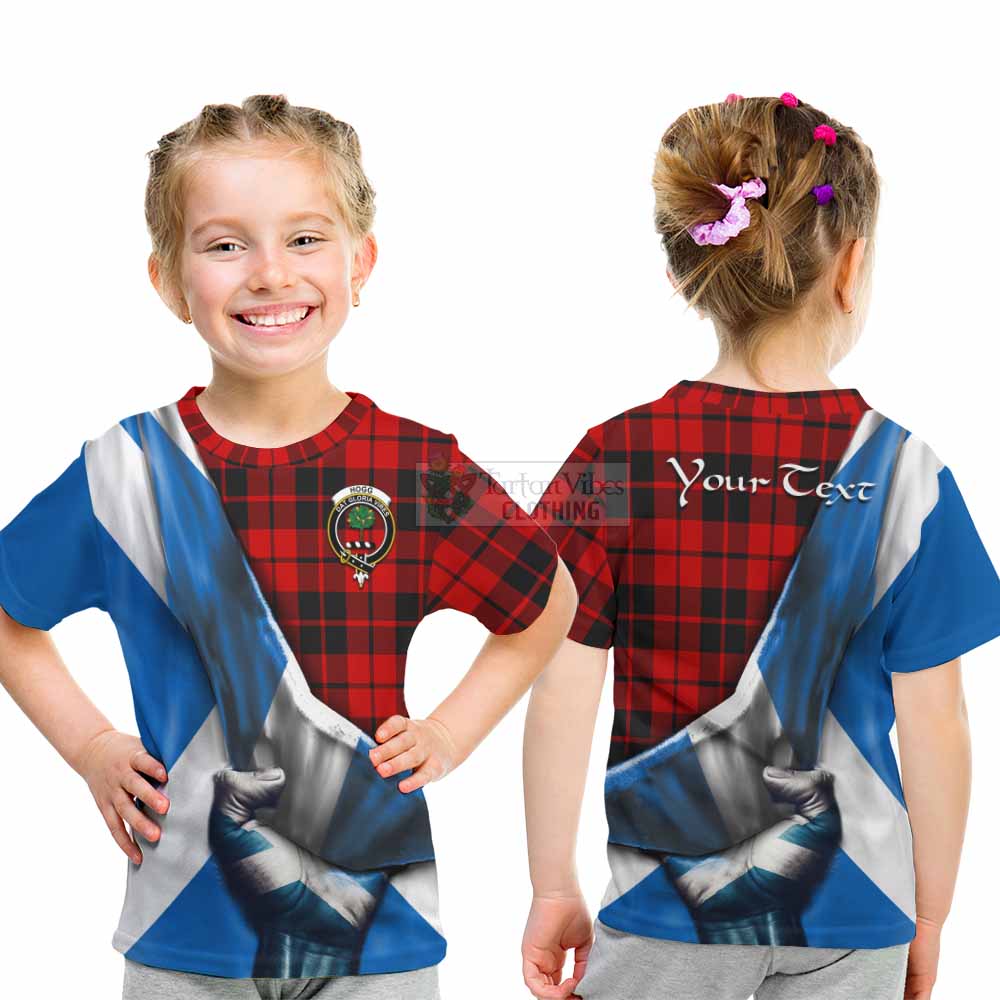 Tartan Vibes Clothing Hogg (Hog) Tartan Kid T-Shirt with Family Crest Scotland Patriotic Style