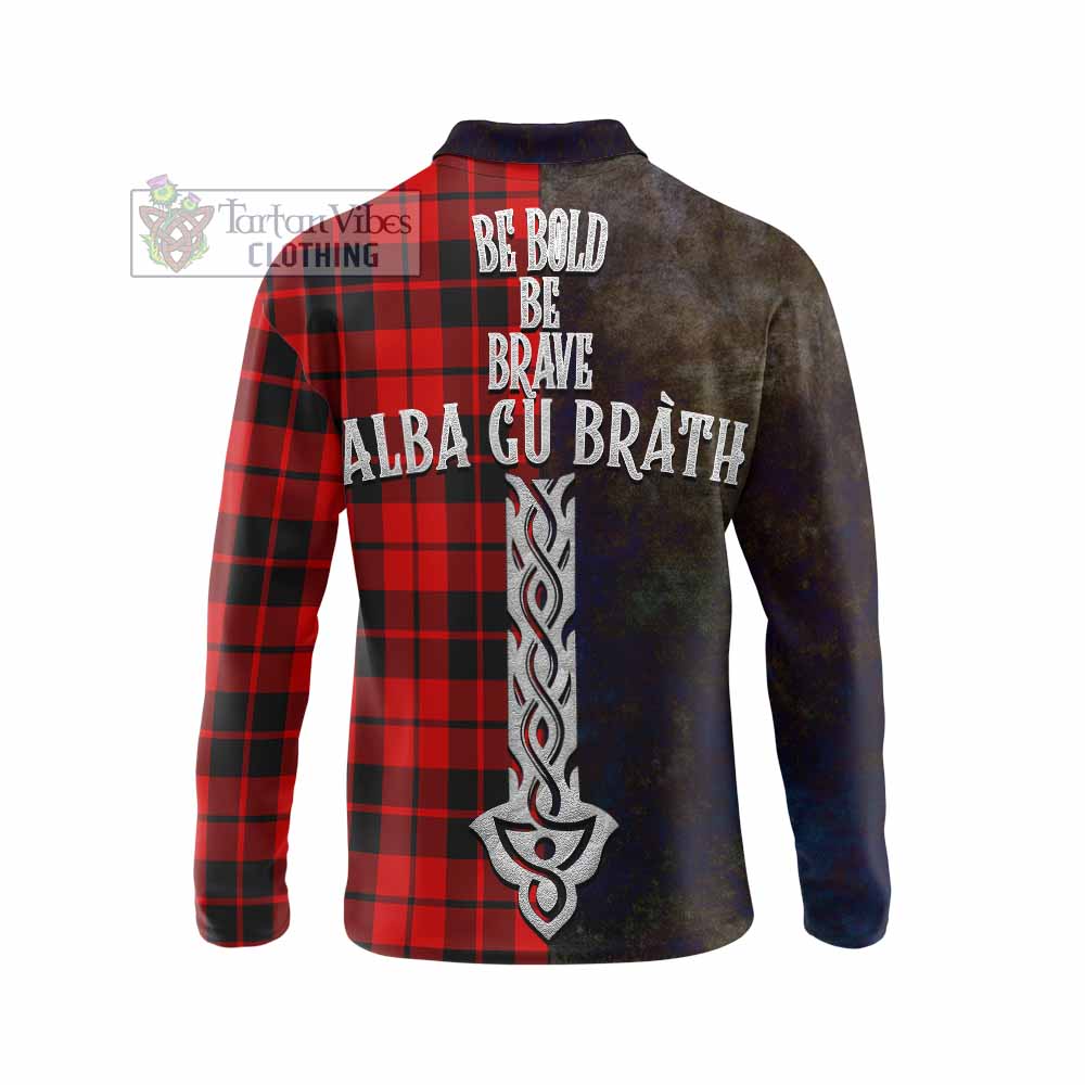 Tartan Vibes Clothing Hogg (Hog) Tartan Family Crest Long Sleeve Polo Shirt Alba Gu Brath Be Brave Lion Ancient Style