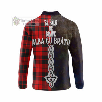 Hogg (Hog) Tartan Family Crest Long Sleeve Polo Shirt Alba Gu Brath Be Brave Lion Ancient Style
