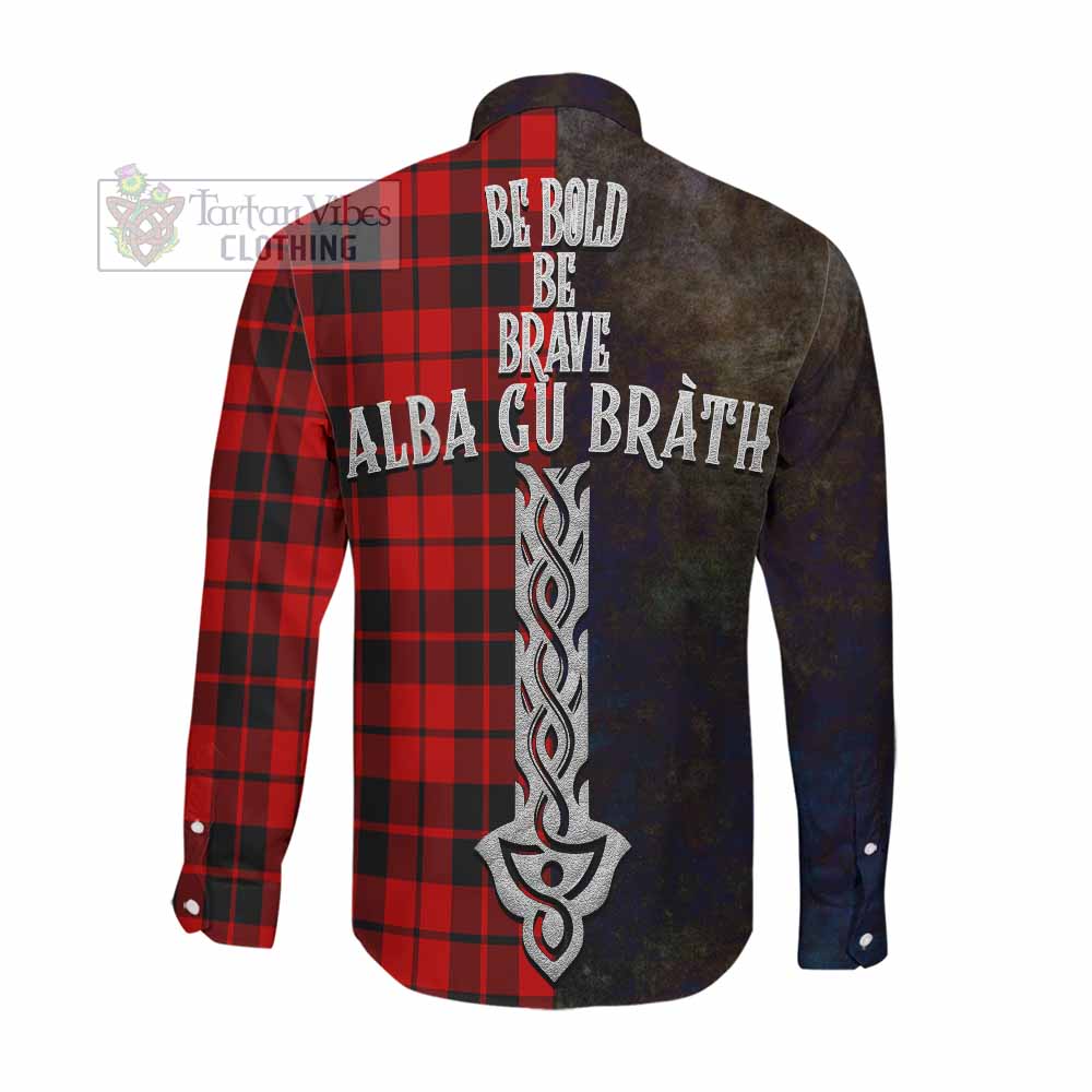 Tartan Vibes Clothing Hogg (Hog) Tartan Family Crest Long Sleeve Button Shirt Alba Gu Brath Be Brave Lion Ancient Style