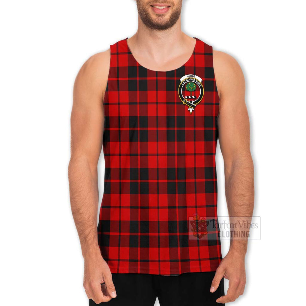 Tartan Vibes Clothing Hogg (Hog) Tartan Men's Tank Top with Family Crest and Bearded Skull Holding Bottles of Whiskey