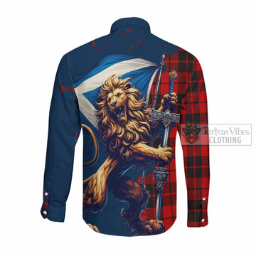 Hogg (Hog) Tartan Family Crest Long Sleeve Button Shirt with Scottish Majestic Lion