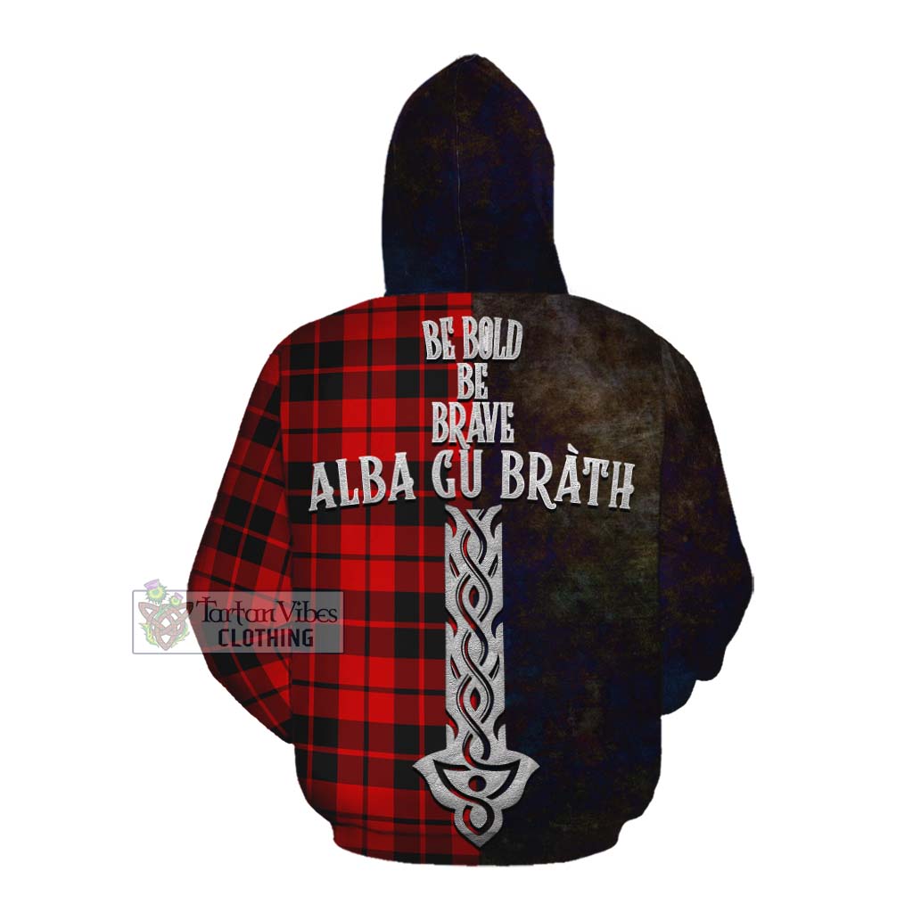 Tartan Vibes Clothing Hogg (Hog) Tartan Family Crest Cotton Hoodie Alba Gu Brath Be Brave Lion Ancient Style