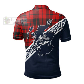 Hogg (Hog) Tartan Polo Shirt Featuring Thistle and Scotland Map
