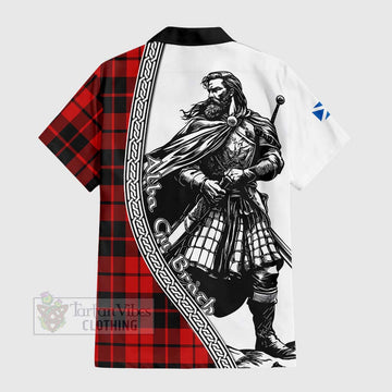 Tartan Vibes Clothing Hogg (Hog) Tartan Clan Crest Short Sleeve Button Shirt with Highlander Warrior Celtic Style