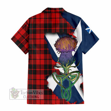 Tartan Vibes Clothing Hogg (Hog) Tartan Family Crest Short Sleeve Button Shirt Scottish Thistle Celtic Inspired