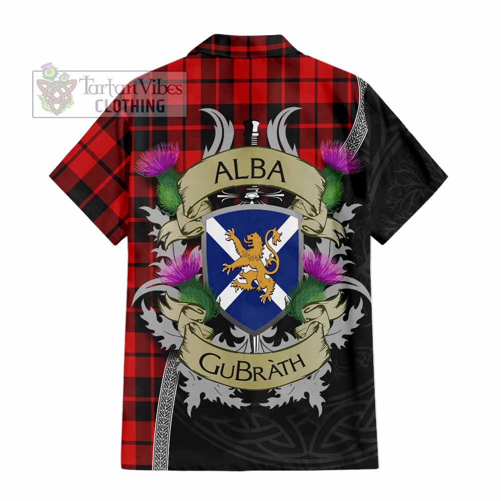 Tartan Vibes Clothing Hogg (Hog) Tartan Family Crest Short Sleeve Button Shirt Lion Rampant Royal Thistle Shield Celtic Inspired