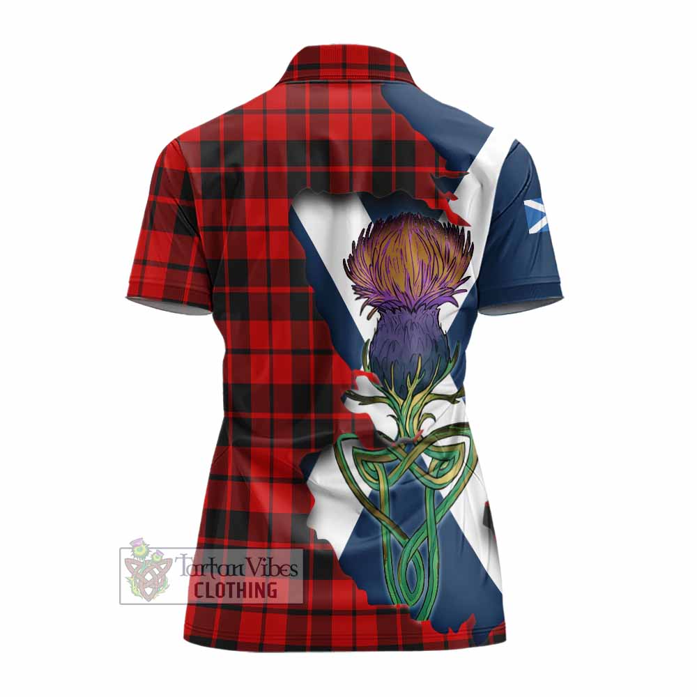 Tartan Vibes Clothing Hogg (Hog) Tartan Family Crest Women's Polo Shirt Scottish Thistle Celtic Inspired