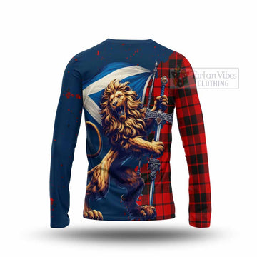 Tartan Vibes Clothing Hogg (Hog) Tartan Family Crest Long Sleeve T-Shirt with Scottish Majestic Lion