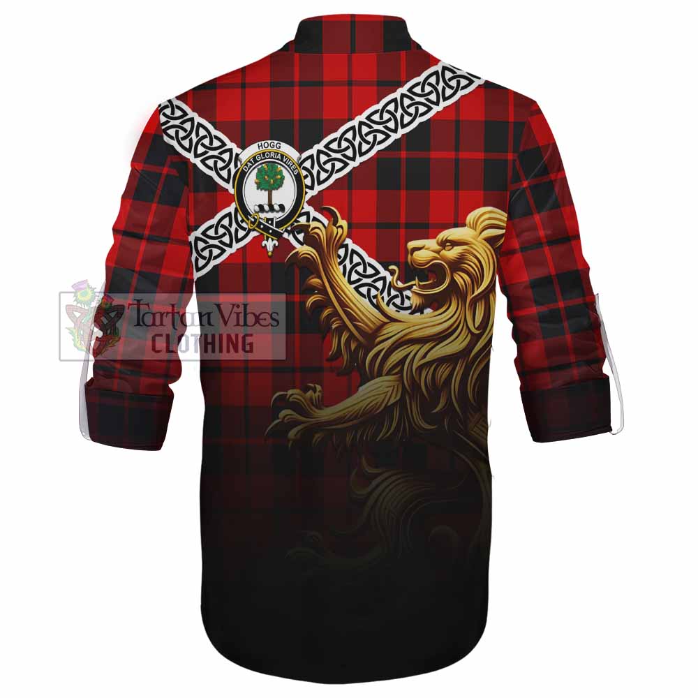Tartan Vibes Clothing Hogg (Hog) Crest Tartan Ghillie Kilt Shirt with Golden Lion Emblem Celtic Style