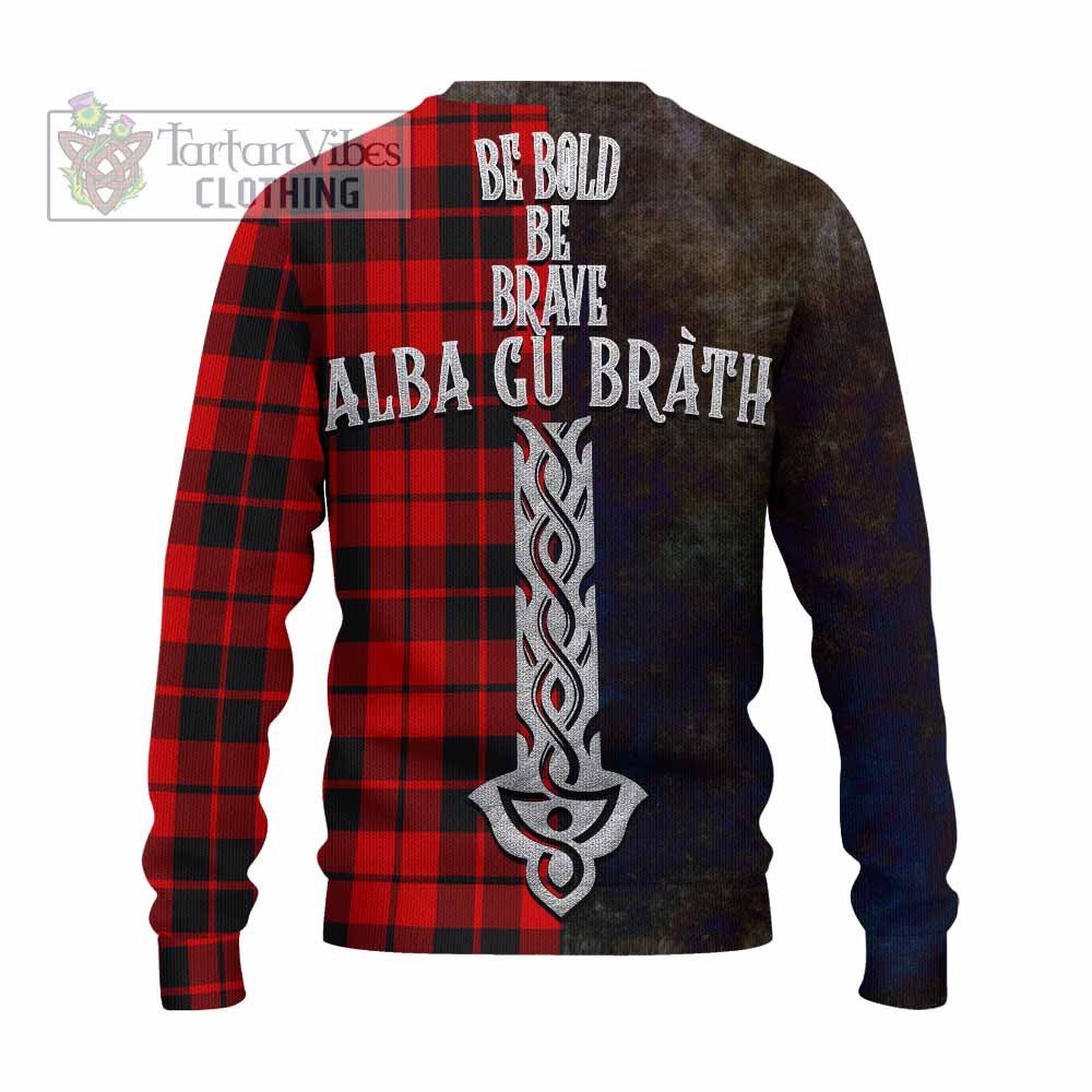 Tartan Vibes Clothing Hogg (Hog) Tartan Family Crest Knitted Sweater Alba Gu Brath Be Brave Lion Ancient Style
