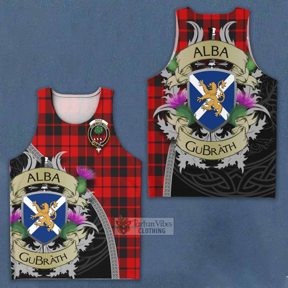 Tartan Vibes Clothing Hogg (Hog) Tartan Family Crest Men's Tank Top Lion Rampant Royal Thistle Shield Celtic Inspired