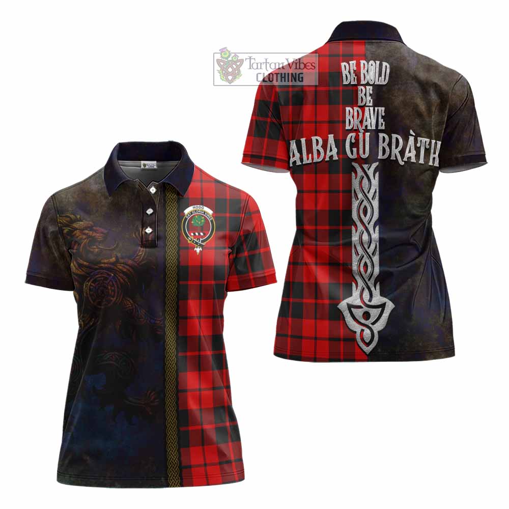 Tartan Vibes Clothing Hogg (Hog) Tartan Family Crest Women's Polo Shirt Alba Gu Brath Be Brave Lion Ancient Style