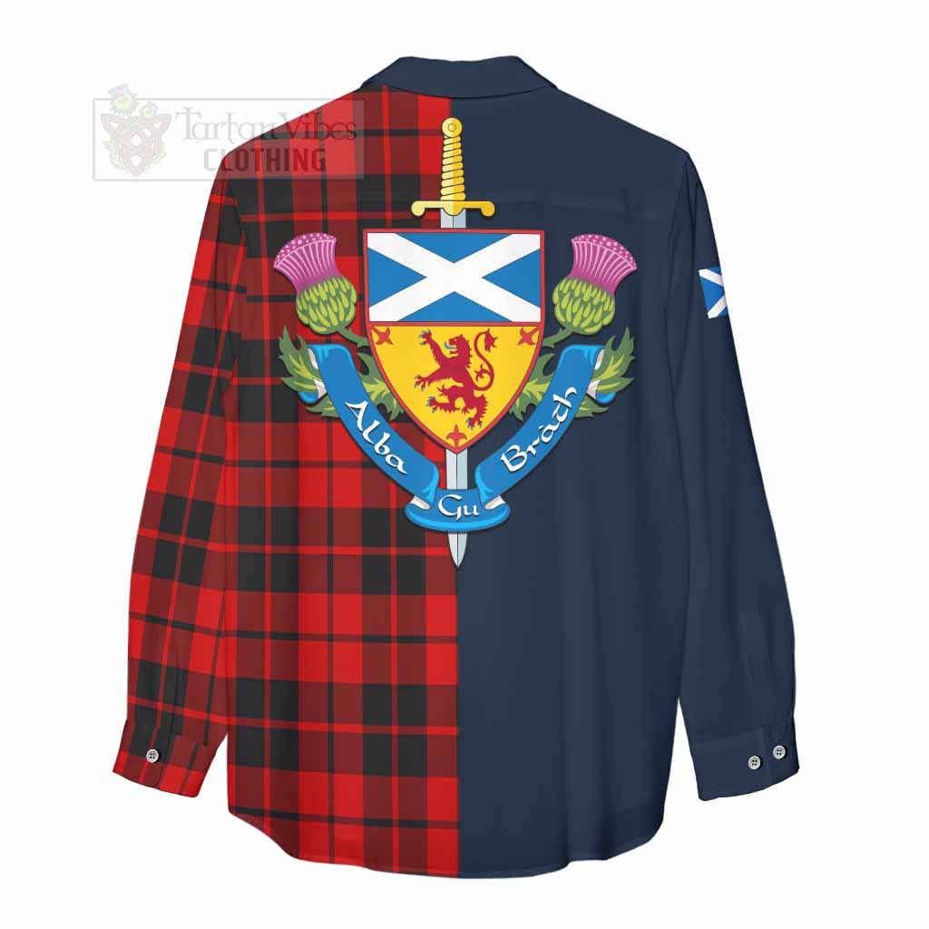 Tartan Vibes Clothing Hogg (Hog) Tartan Women's Casual Shirt Alba with Scottish Lion Royal Arm Half Style