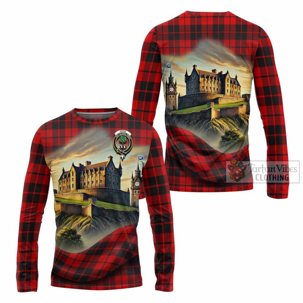 Tartan Vibes Clothing Hogg (Hog) Tartan Family Crest Long Sleeve T-Shirt with Scottish Ancient Castle Style
