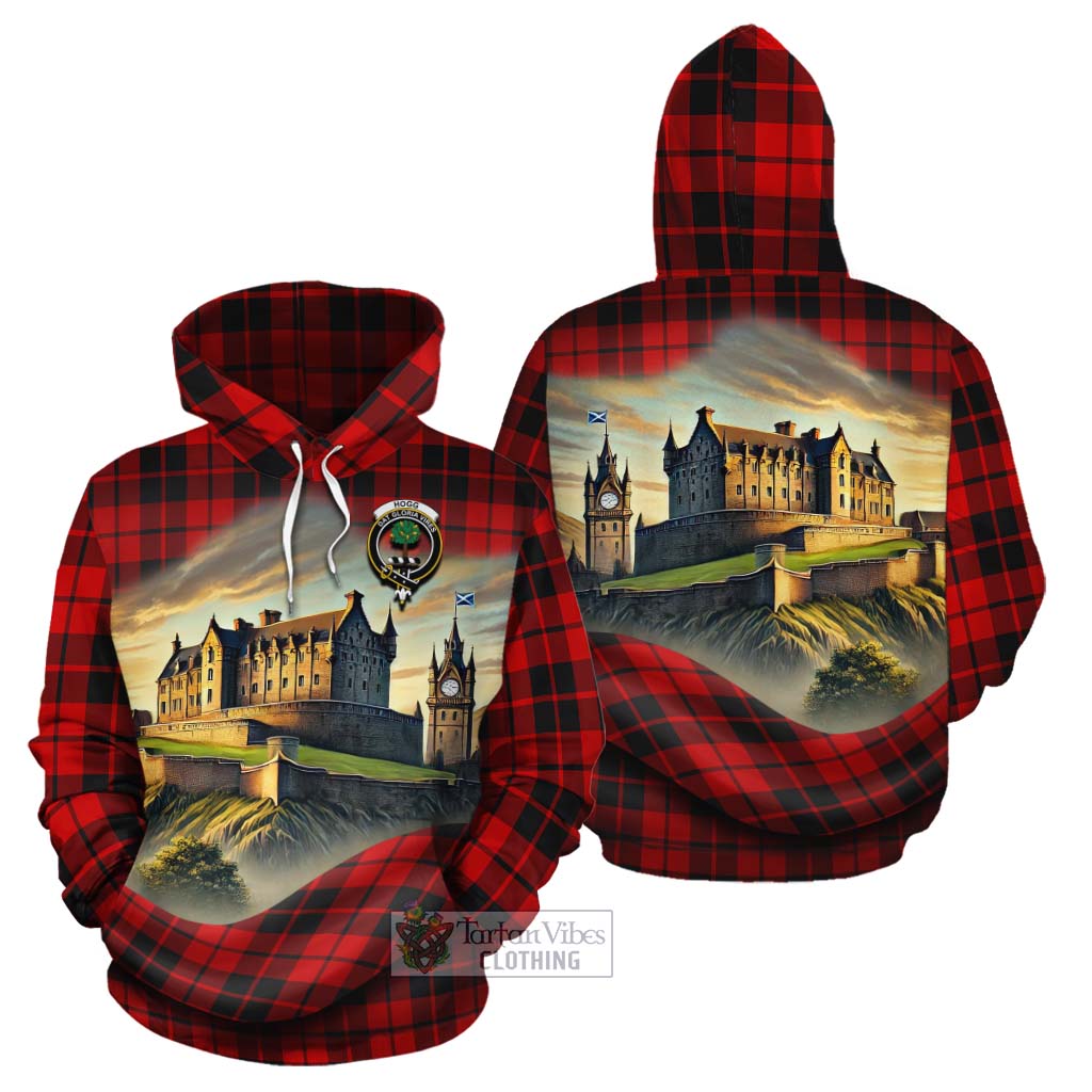 Tartan Vibes Clothing Hogg (Hog) Tartan Family Crest Cotton Hoodie with Scottish Ancient Castle Style