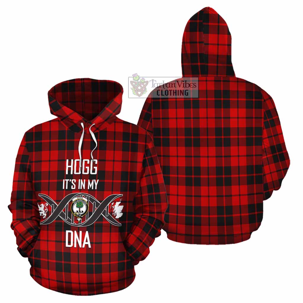 Tartan Vibes Clothing Hogg (Hog) Tartan Cotton Hoodie with Family Crest DNA In Me Style