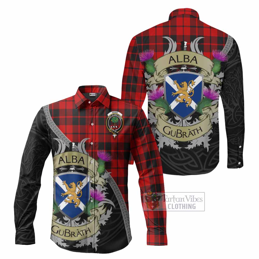Tartan Vibes Clothing Hogg (Hog) Tartan Family Crest Long Sleeve Button Shirt Lion Rampant Royal Thistle Shield Celtic Inspired